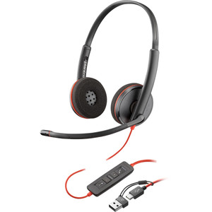 Poly Plantronics Blackwire 3220 Stereo Office Headset, USB-C with USB-C/A Adapter Poly Plantronics Blackwire 3220 Stereo Office Headset, USB-C with USB-C/A Adapter