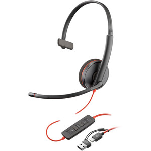 Poly Plantronics Blackwire 3310 UC Mono Office Headset, USB-C with USB-C/A Adapter Poly Plantronics Blackwire 3310 UC Mono Office Headset, USB-C with USB-C/A Adapter