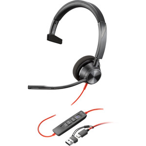 Poly Plantronics Blackwire 3310-M Teams Mono Office Headset, USB-C with USB-C/A Adapter Poly Plantronics Blackwire 3310-M Teams Mono Office Headset, USB-C with USB-C/A Adapter