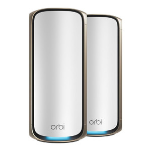 Netgear Orbi 970 Series Quad-Band WiFi 7 Mesh System, 27Gbps, 2-Pack, 1-year NETGEAR Armor included (1 Router + 1 Satellite) (White)