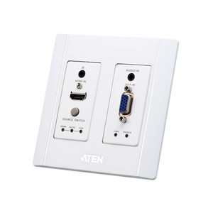 ATEN HDMI & VGA HDBaseT Transmitter with US Wall Plate / PoH (White) ATEN HDMI & VGA HDBaseT Transmitter with US Wall Plate / PoH (White)