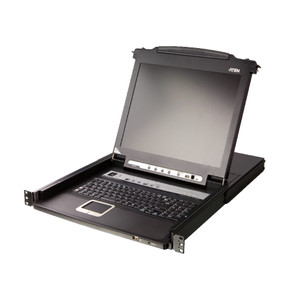 ATEN 17" 8-Port PS/2-USB VGA Single Rail LCD KVM Switch with Fingerprint Reader