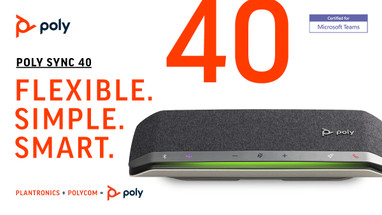 Poly Sync 40 - the conference speakerphone designed for flexible meeting rooms and huddle workspaces Poly Sync 40 - the conference speakerphone designed for flexible meeting rooms and huddle workspaces