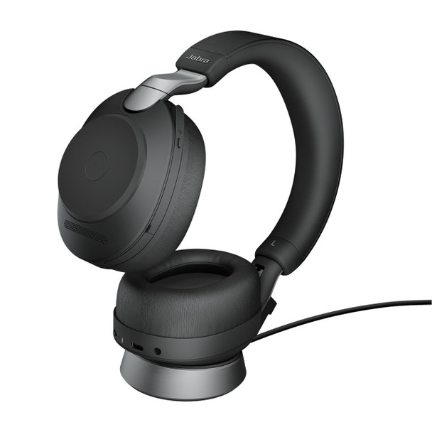 Jabra Evolve2 85 MS Stereo ANC Headset With Link 380 USB-C Wireless Adapter And Charging Stand (Black)