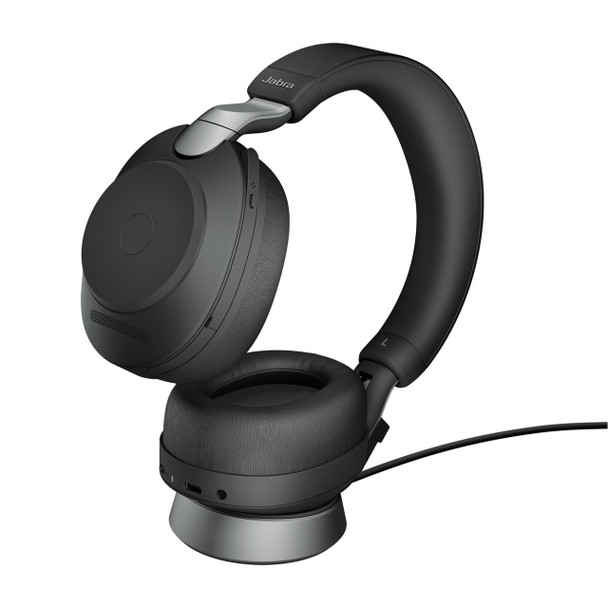 Jabra Evolve2 85 UC Stereo ANC Headset With Link 380 USB-A Wireless Adapter And Charging Stand (Black)