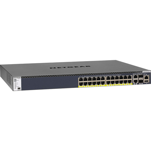 Netgear 24-Port Fully Managed Switch M4300-28G-PoE+, 24x1G PoE+, 2x10GBASE-T, 2xSFP+, Stackable, 550W PSU, ProSAFE Lifetime Protection
