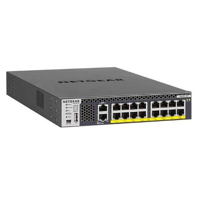 Netgear 16-Port Fully Managed Switch M4300-16X — Half-Width Stackable Managed Switch with 16X 10G / 500W PoE+ Budget ProSAFE Lifetime Protection