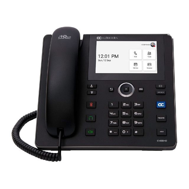 Audiocodes Teams C455HD TAA IP-Phone PoE GbE black with Integrated BT and Dual Band Wi-Fi, Compatible With Expansion Touch Module