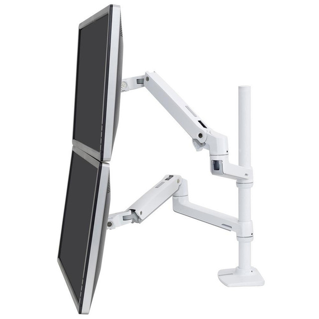 Ergotron LX Dual Stacking Arm, Tall Pole Multi-Monitor Mount (White)