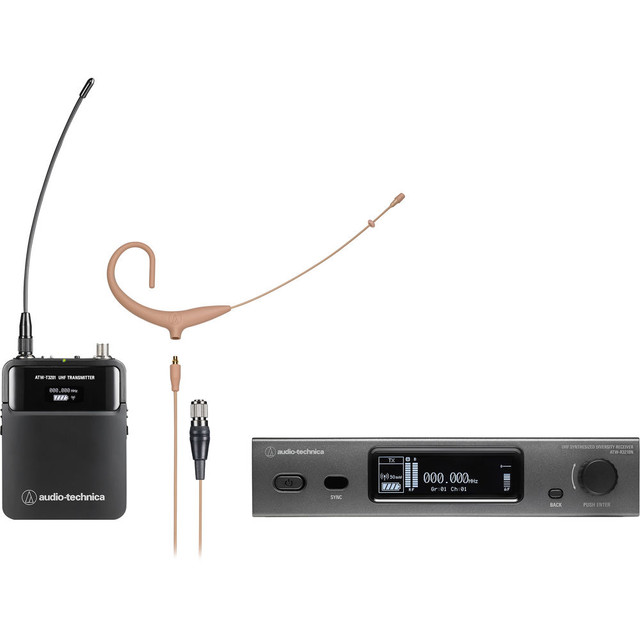 Audio-Technica ATW-3211N/BP892xcH 3000 Series Network Wireless Omni Headworn Microphone System (Beige)