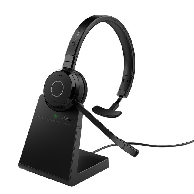Jabra Evolve 65 TE UC Mono, Wireless Bluetooth Headset, Link 390a Adapter, With Charging Stand, USB-A