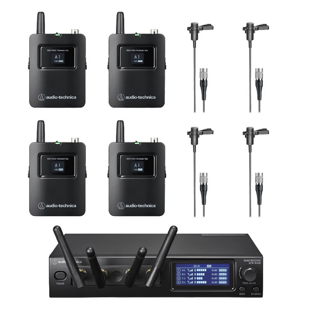 Audio-Technica ATW-1441/AT831cW System 20 PRO Quad Wireless Lavalier Mic System