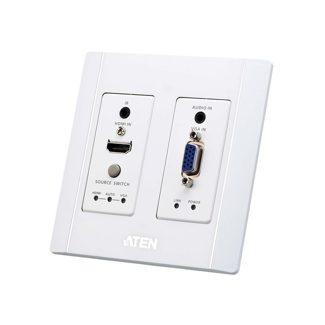 ATEN HDMI & VGA HDBaseT Transmitter with US Wall Plate / PoH (White)