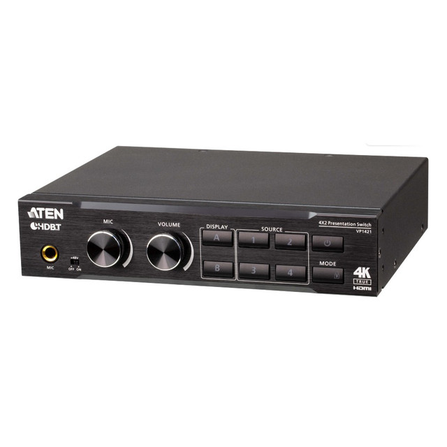 ATEN 4x2 True 4K Presentation Matrix Switch with Scaling, DSP, and HDBaseT-Lite