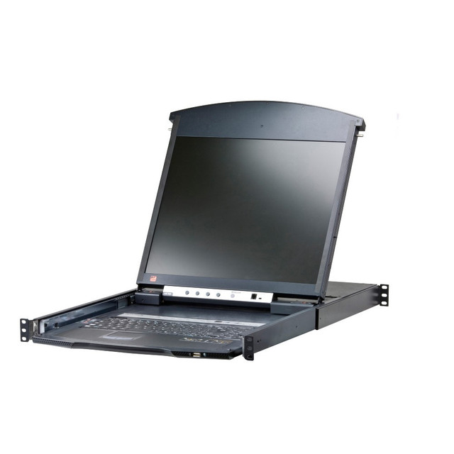 ATEN 19" 1-Local/Remote Shared Access 8-Port Multi-Interface Cat 5 Dual Rail LCD KVM Over IP Switch