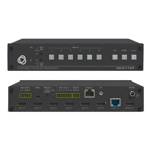 Kramer VS-611DT 6x1:2 4K60 4:2:0 HDMI Auto Switcher and PoE Provider Over HDBaseT