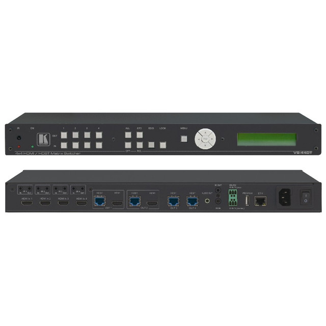 Kramer VS-44DT 4x4 4K60 4:2:0 HDMI/HDBaseT Extended–Reach PoE Matrix Switcher