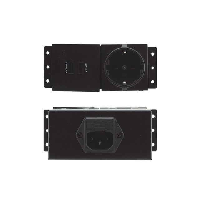 Kramer TS–2UC/DE BUS Dual Socket Module with 1 DE (German/European) AC Power Socket and 2 USB Charging Ports