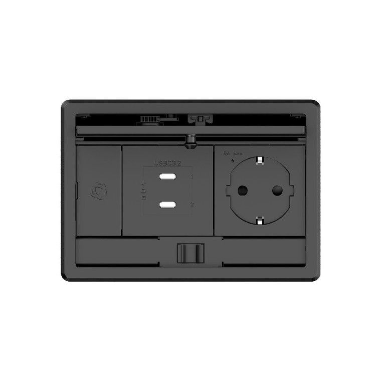 Kramer T-IN2-REC2 Plus, In–Table Elegant Tabletop Connectivity Box with Lid for 2 Modules (Black)