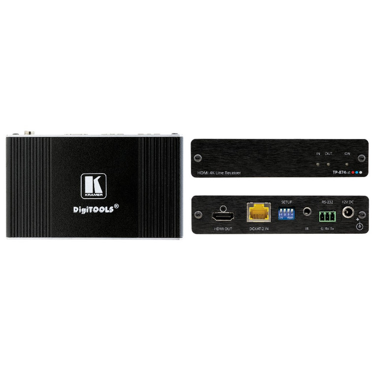 Kramer TP-874XR 4K HDR HDMI Compact Bidirectional-PoC Receiver with RS-232 & IR Over Long-Reach DGKat 2.0