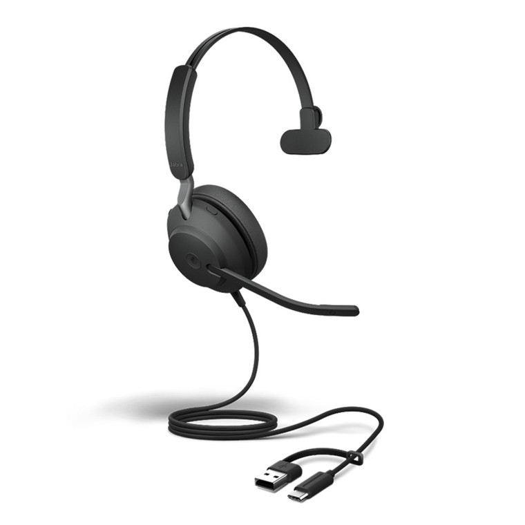 Jabra Evolve2 40 SE UC Mono Office Headset, USB-C/A (Black)