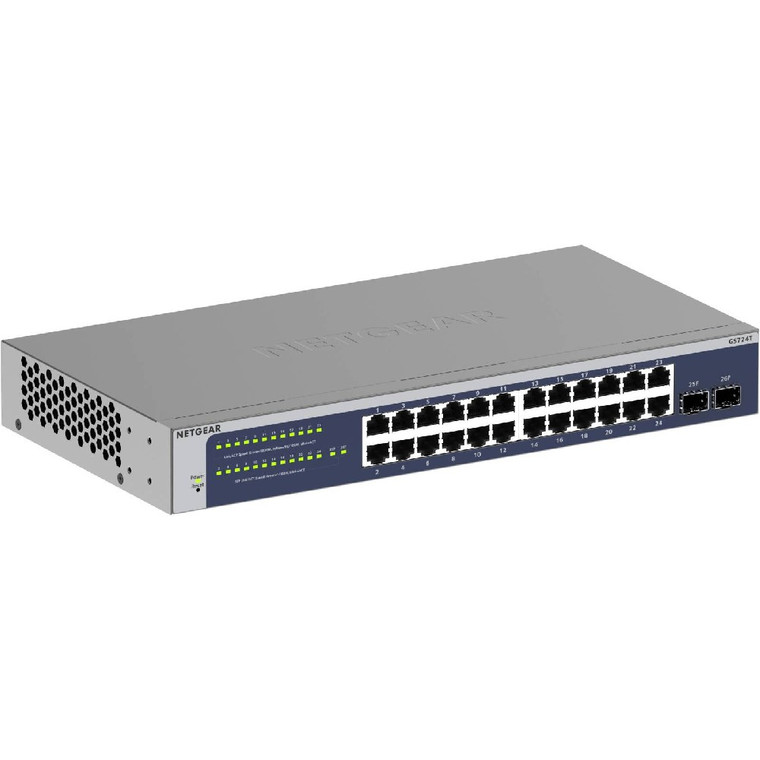 Netgear 24-Port Gigabit Ethernet Smart Managed Pro Switch (GS724T) 24 Port with 2 x 1G SFP, Desktop/Rackmount, and ProSAFE Limited Lifetime Protection