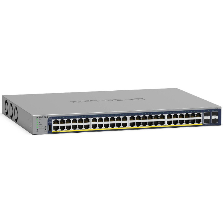 Netgear 52-Port Gigabit Ethernet Smart Managed Pro PoE Switch with 48 x PoE+ @ 380W, 4 x 1G SFP, Desktop/Rackmount, and ProSAFE Limited Lifetime Protection