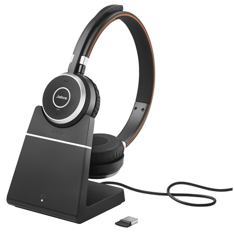 Jabra Evolve 65+ MS Stereo Wireless Headset With Charging Stand & USB Adapter