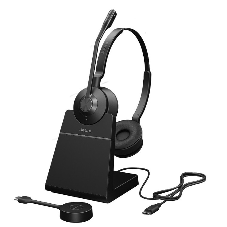 Jabra Engage 55 Stereo MS, Wireless DECT Headset, With Charging Stand, USB-C (Black)