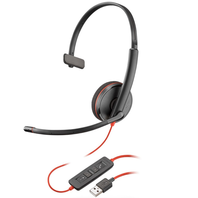 Poly Plantronics Blackwire 3210 Mono Office Headset, USB-A