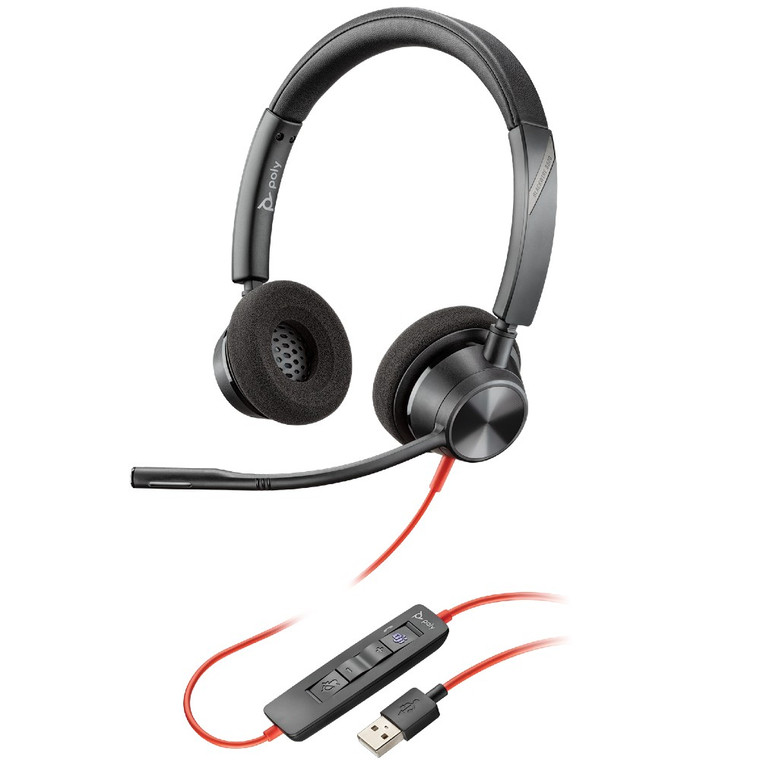 Poly Plantronics Blackwire 3320 UC Stereo Office Headset, USB-A