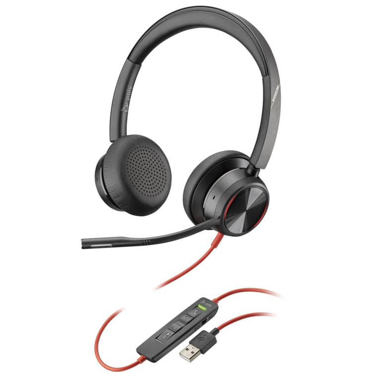 Poly Plantronics Blackwire 8225 Active Noise Cancelling Headset, With Mic Boom, USB-A