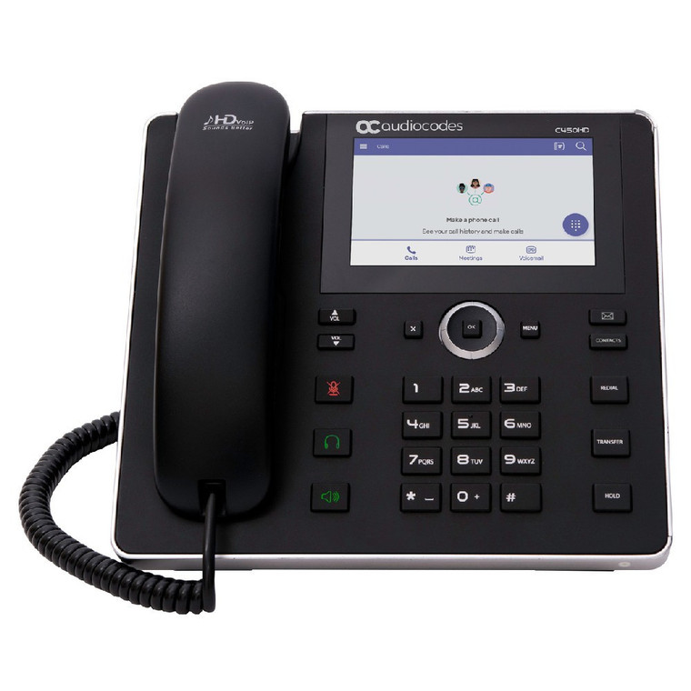 Audiocodes C450HD IP-Phone PoE GbE with Integrated BT, Dual Band Wi-Fi and with External Power Supply (Black)
