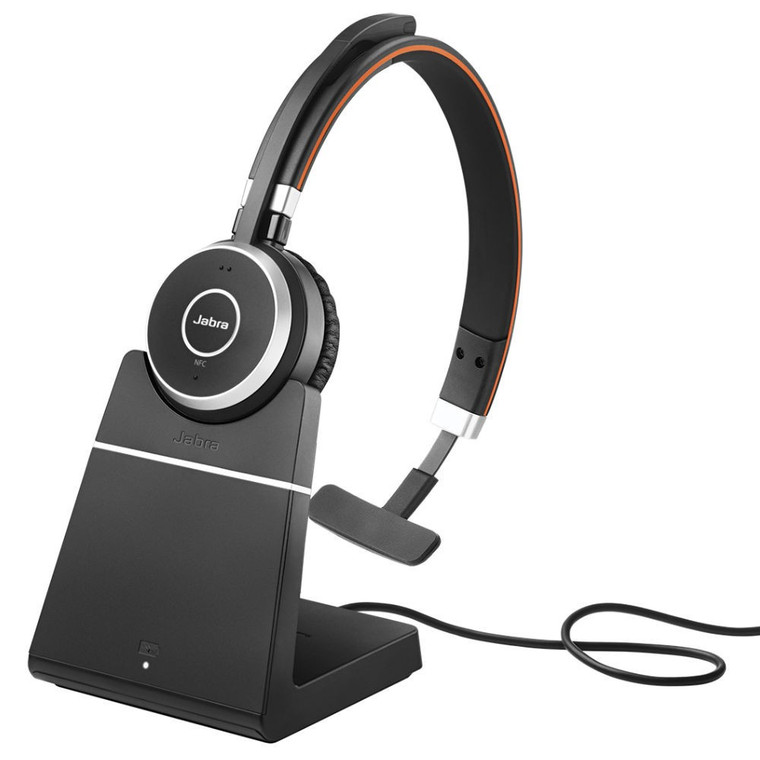 Jabra Evolve 65 SE MS Mono, Wireless Bluetooth Headset, Link 380 Adapter, With Charging Stand, USB-A