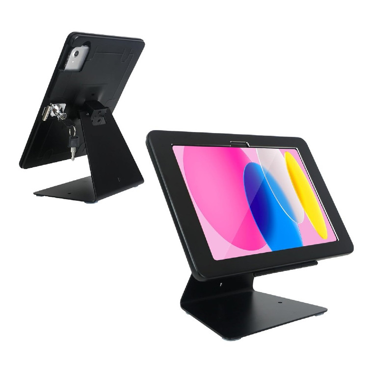 Anti-Theft Security Kisok Stand Holder Enclosure for 2022 iPad 10.9" 10th Gen, with Lock & Key (Black)