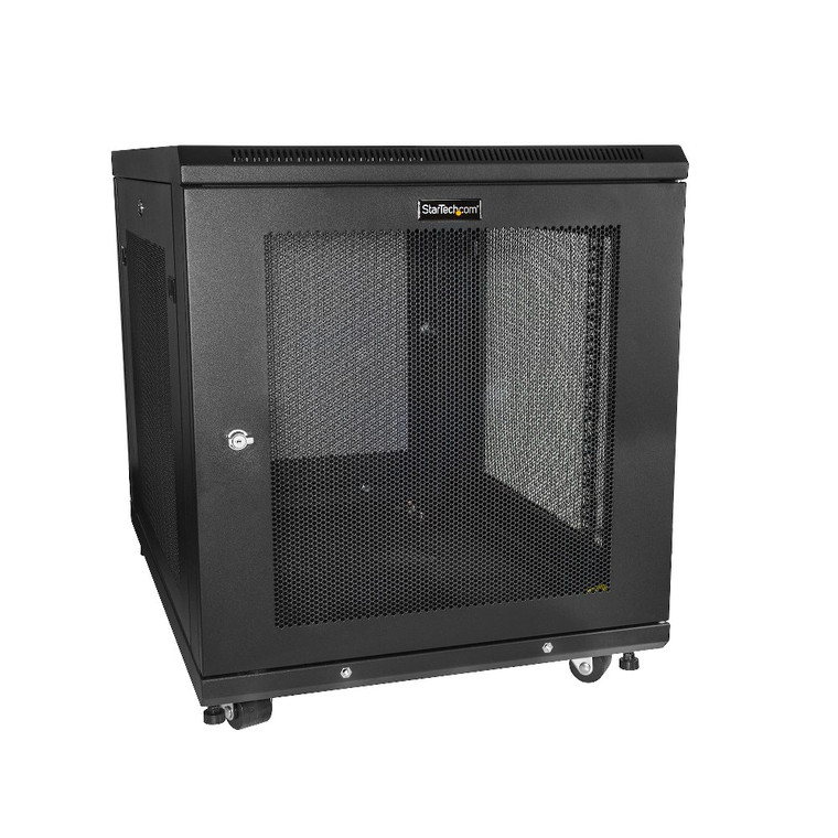 StarTech 4-Post 12U Server Rack Cabinet, Lockable 19" Data Rack Cabinet for Computer / AV / IT Equipment, Office / Home Network Rack with Casters & Adjustable Mounting Rails