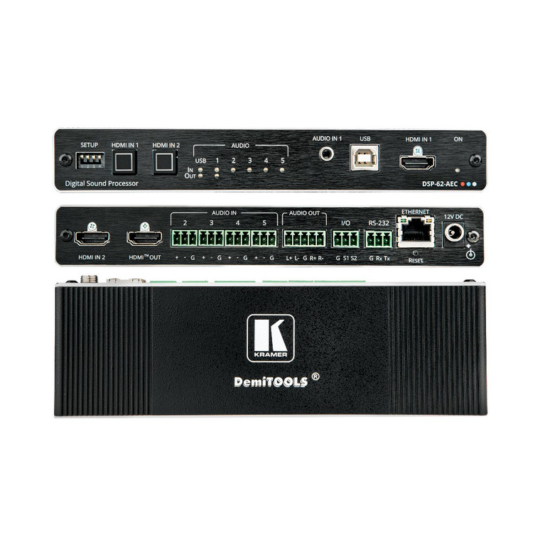 Kramer DSP-62-AEC 6x2 PoE Audio Matrix with DSP and AEC