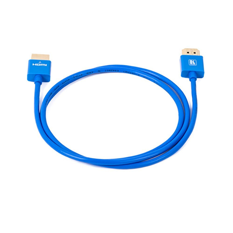 Kramer C-HM/HM/PICO/BL-3 Ultra–Slim Flexible High–Speed Blue HDMI Cable with Ethernet (3')