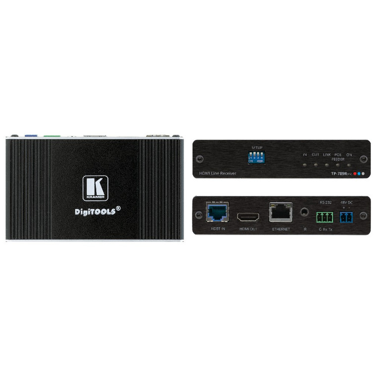 Kramer TP-789RXR 4K60 4:2:0 HDMI Bidirectional PoE Receiver with Ethernet, RS–232 & IR Over Extended–Reach HDBaseT