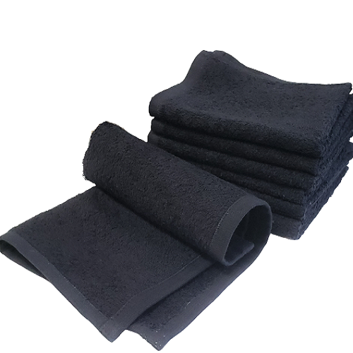 Bleach Resistant Wash/Face Cloth Black 12x12" (25 Doz/300 Pieces)