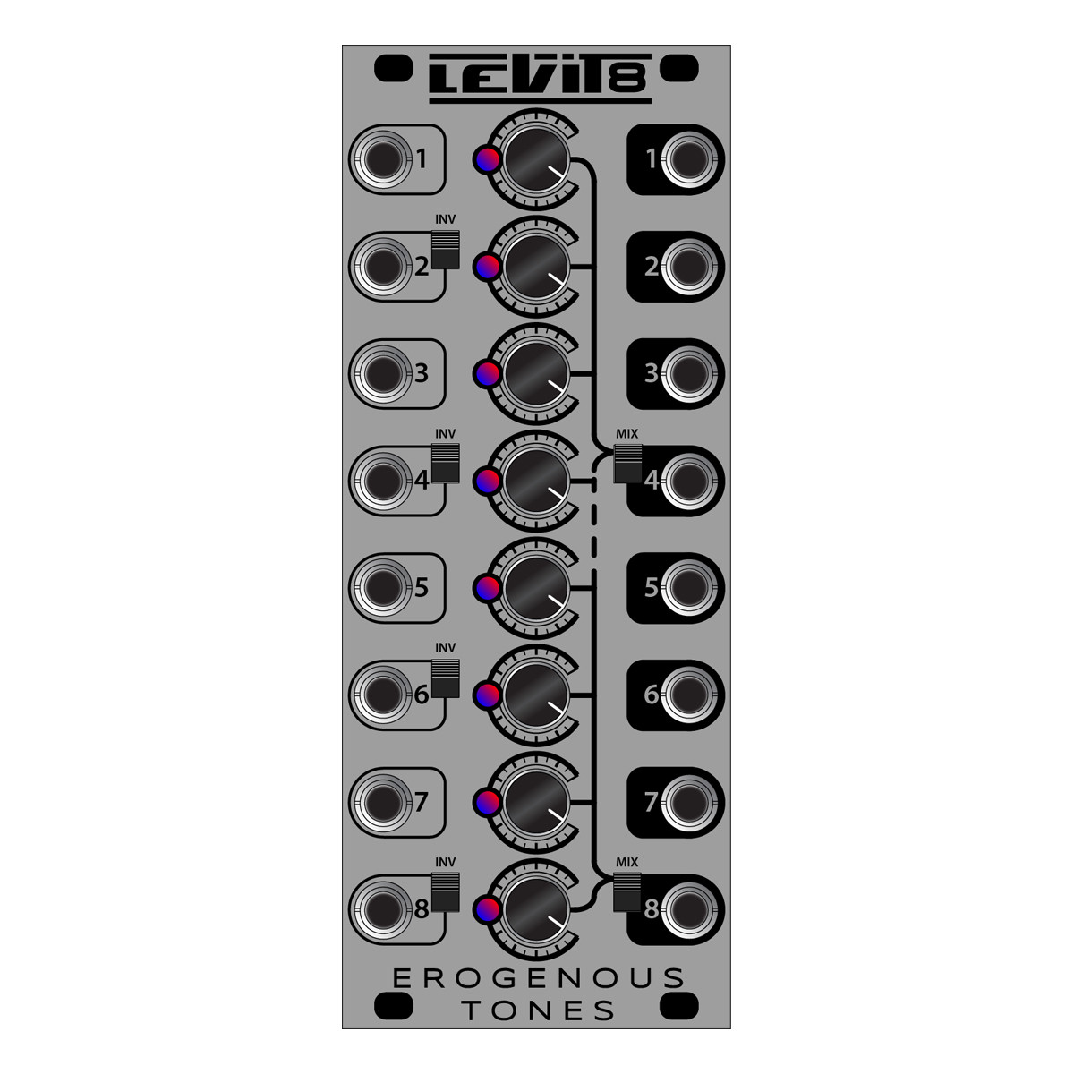 Erogenous Tones LEVIT8 Eurorack Mixer & CV Utility Module at Erogenous Tones LEVIT8 Eurorack Mixer & CV Utility Module at