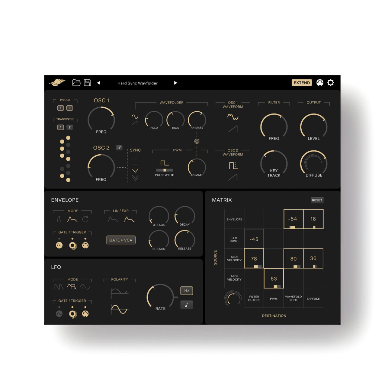 Instruo Seashell Analogue Hybrid Desktop Semi-Modular Synthesiser