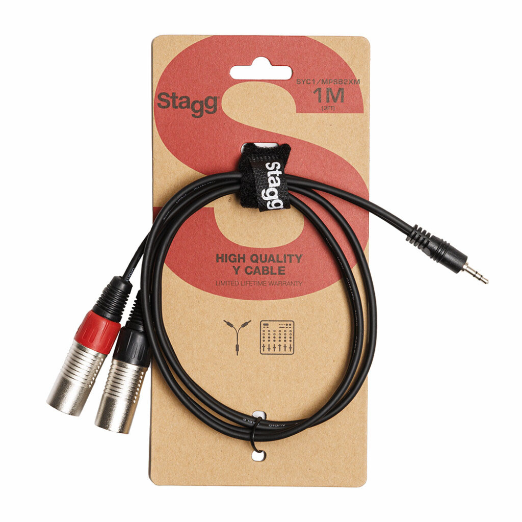 Stagg SYC1/MPSB2XM 3.5mm Stereo MiniJack - 2 x XLR Male Cable (1M) image 2