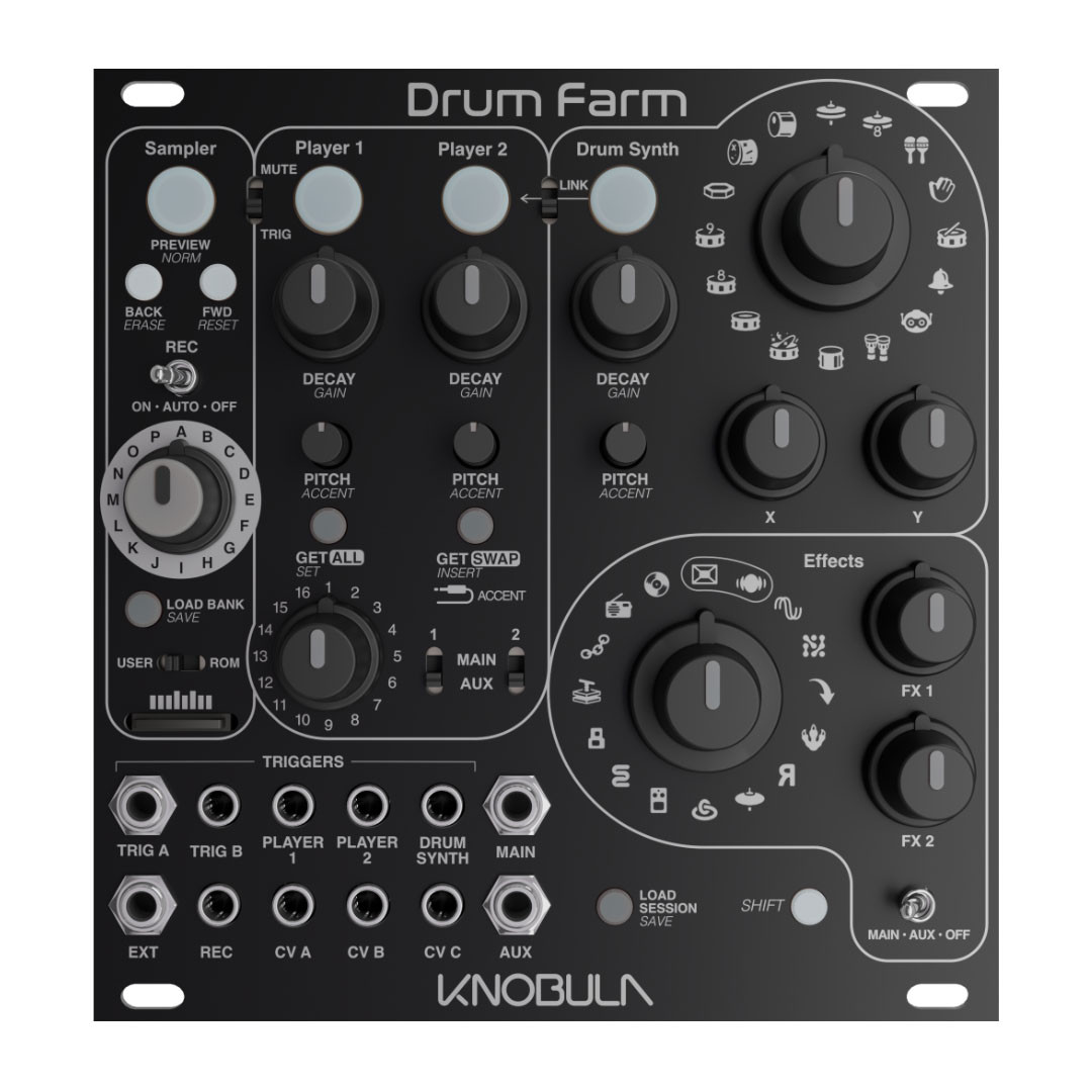 Knobula Drum Farm Multi-Voice Drum Eurorack Module (Dark Mode) main image