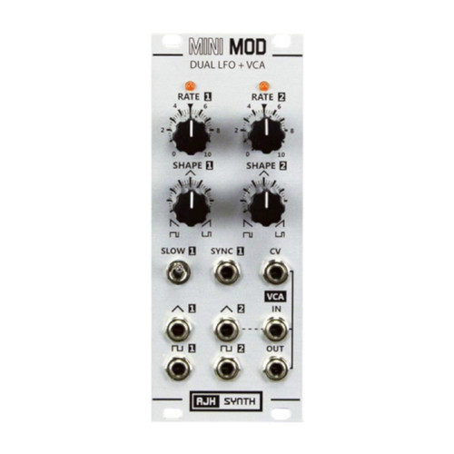 AJH Synth MiniMod Dual LFO + VCA Eurorack Module (Silver) at AJH Synth MiniMod Dual LFO + VCA Eurorack Module (Silver) at