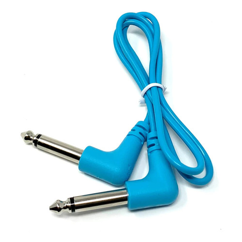 Tendrils Cables Right Angled 1/4" Jack to 1/4" Jack Patch Cable (30cm - Cyan)