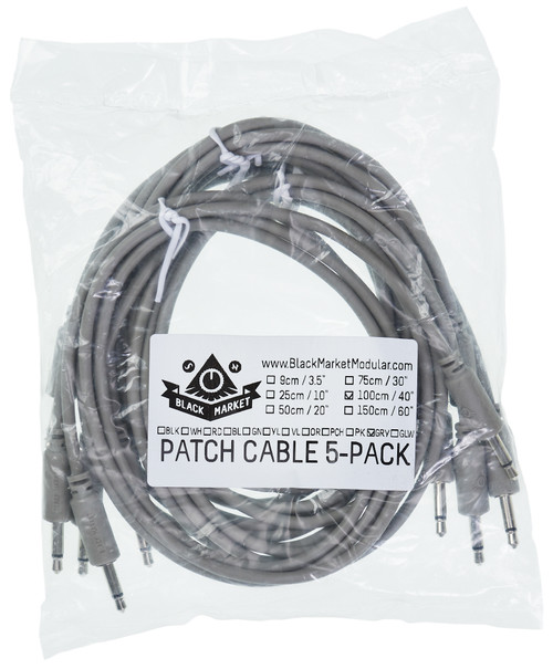 Black Market Modular Eurorack Patch Cables (150cm - Grey - 5 Pack)