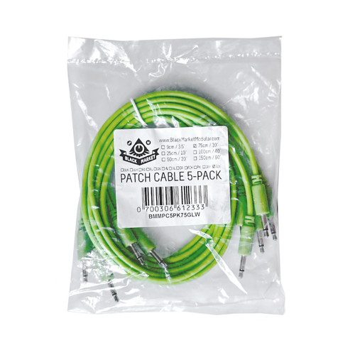Black Market Modular Eurorack Patch Cables (75cm - Glow in the dark - 5 Pack)