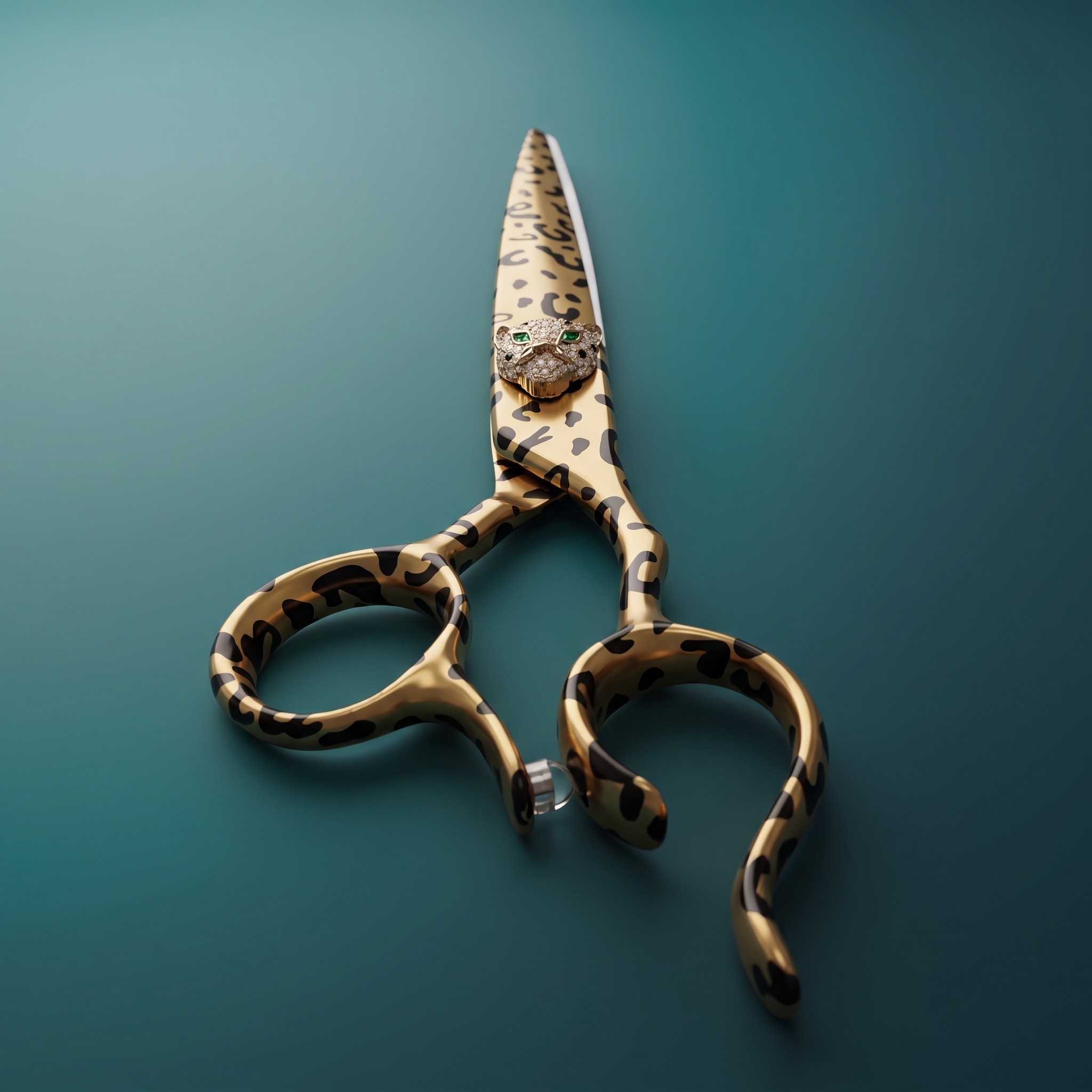 Kenchii Leopard grooming shears with leopard finish
