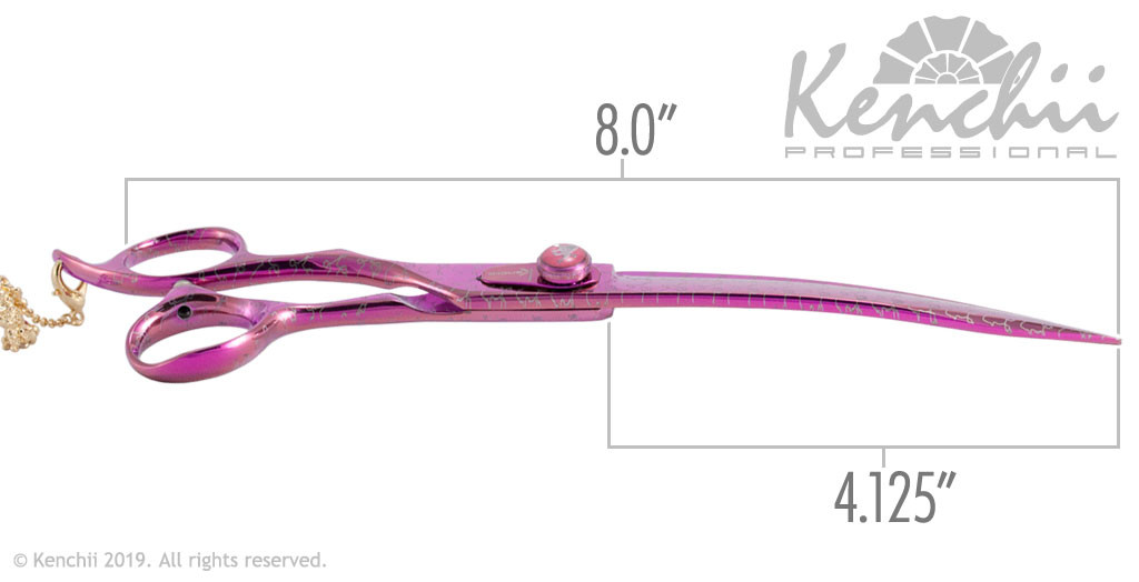 Kenchii Pink Poodle™ 8.0" Curved Shears Lefty Kenchii Grooming